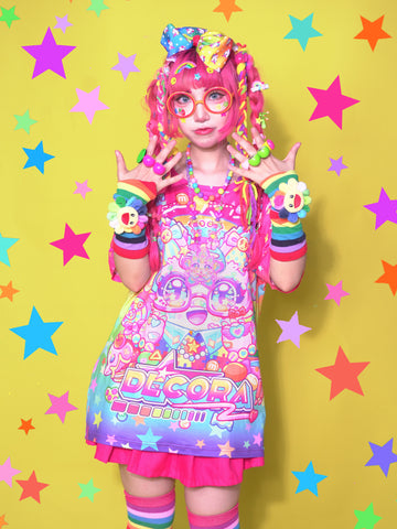 Decora Rainbow Kitty Harajuku fashion T-shirt