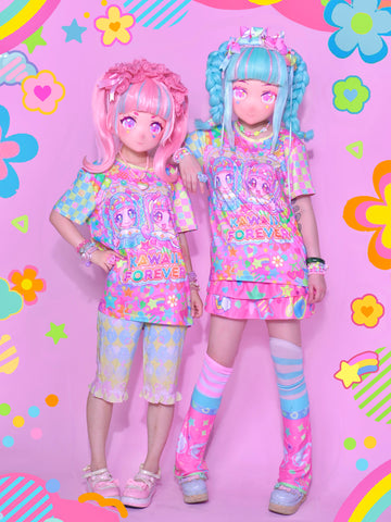 Harajuku kawaii forever pink girls decora full-print T-shirt