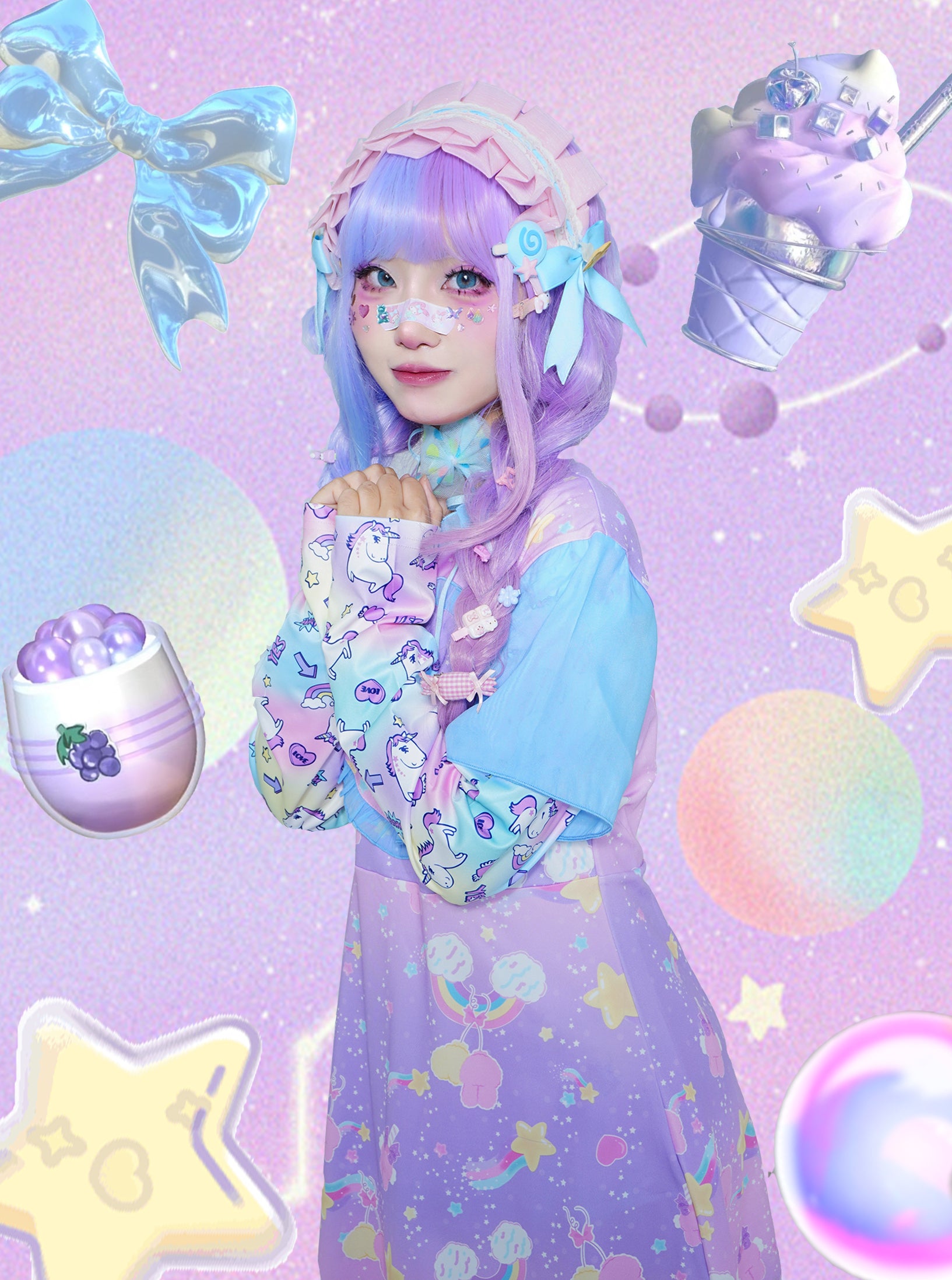 Dream Bubble fairykei Macaron Slimming one-piece dress Harajuku Decora Dream Bubble fairykei Macaron Slimming one-piece dress Harajuku Decora