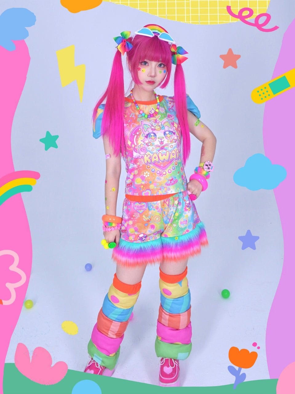 Dream Bubble 3D rainbow cat decora fashion suit