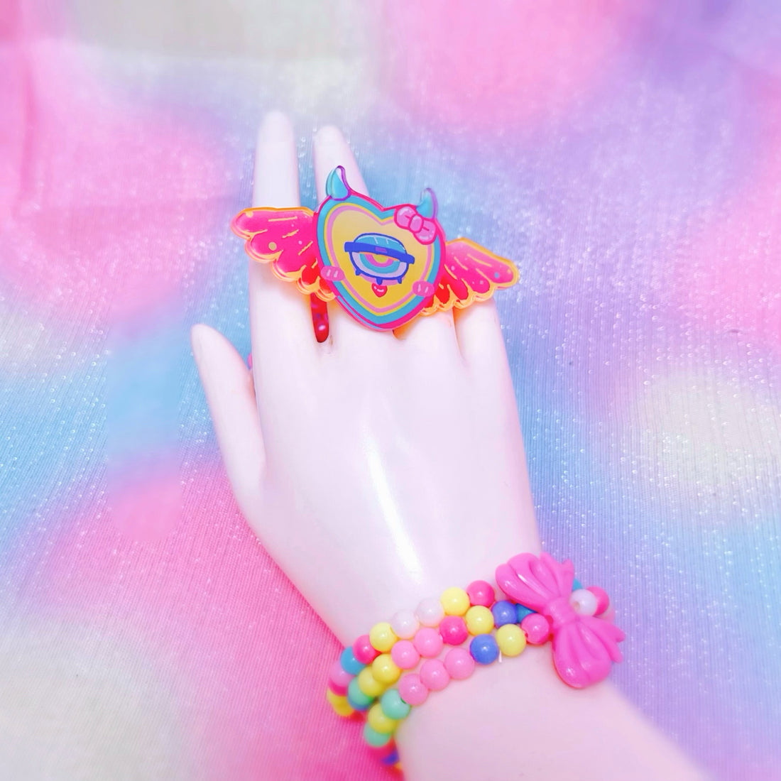 Lovely wings Harajuku decora Moe God acrylic ring