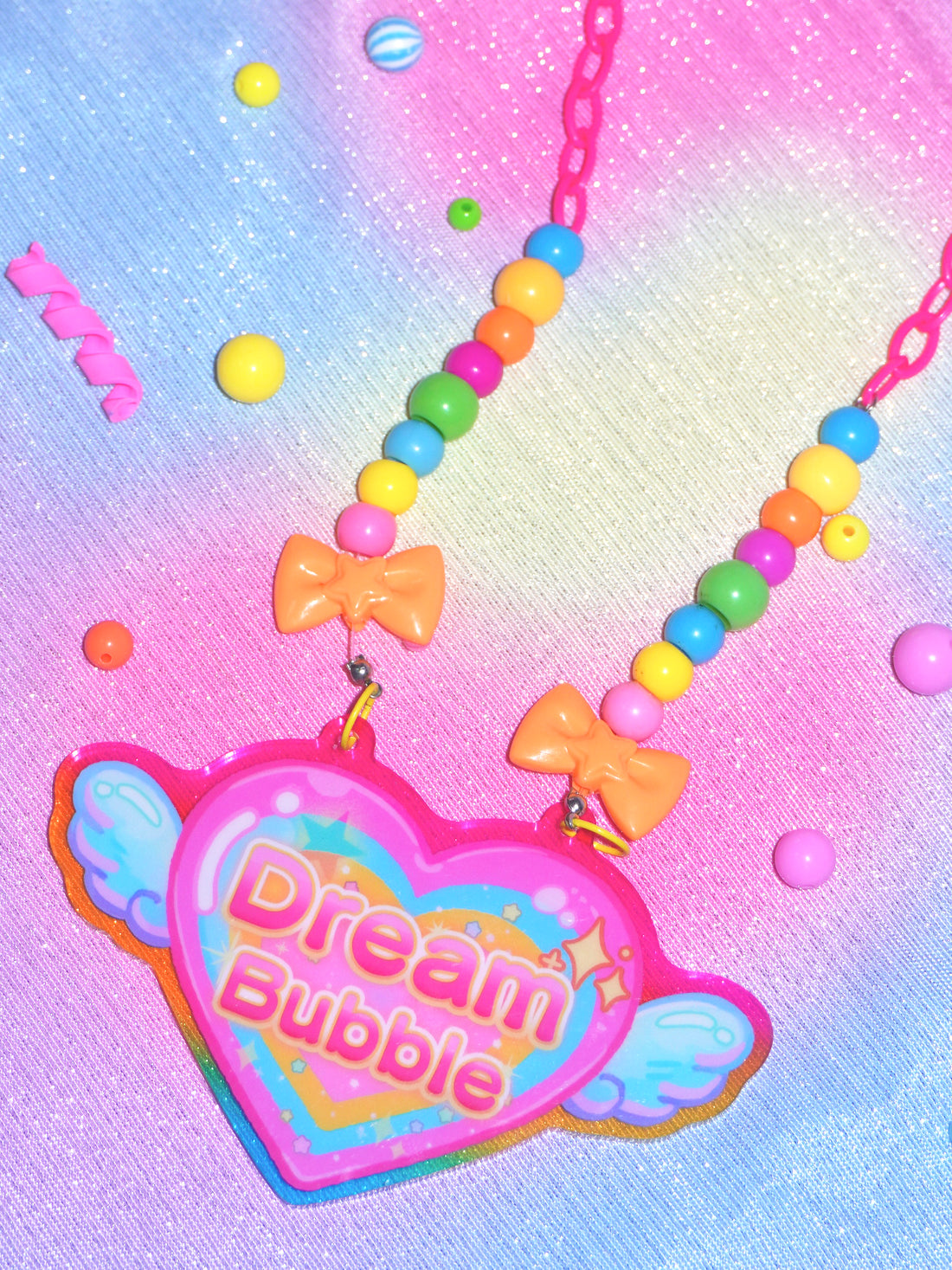 Dream Bubble Pink Love Wings Acrylic Harajuku Decora Necklace