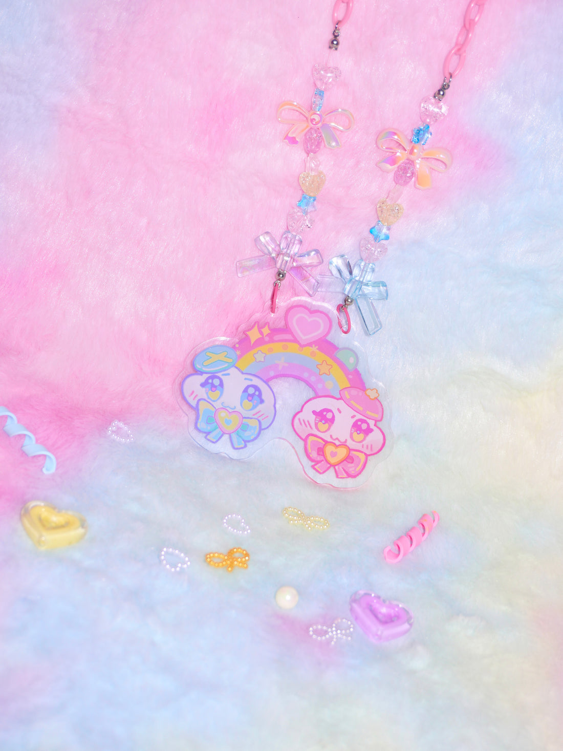 Dream Bubble Macaron Rainbow Cloud Blue&Pink Harajuku Decora Necklace