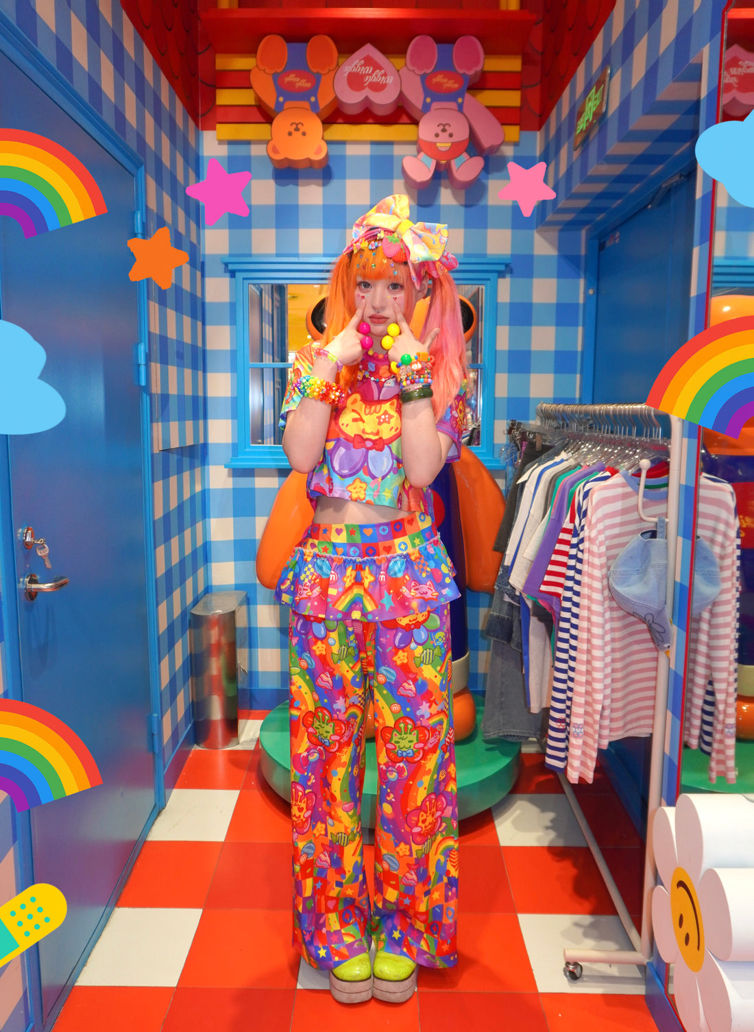 Dream Bubble Rainbow Cat Cute Pants Harajuku decora style