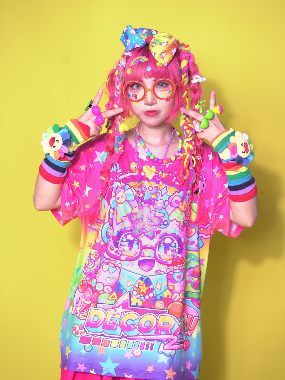 Decora Rainbow Kitty Harajuku fashion T-shirt