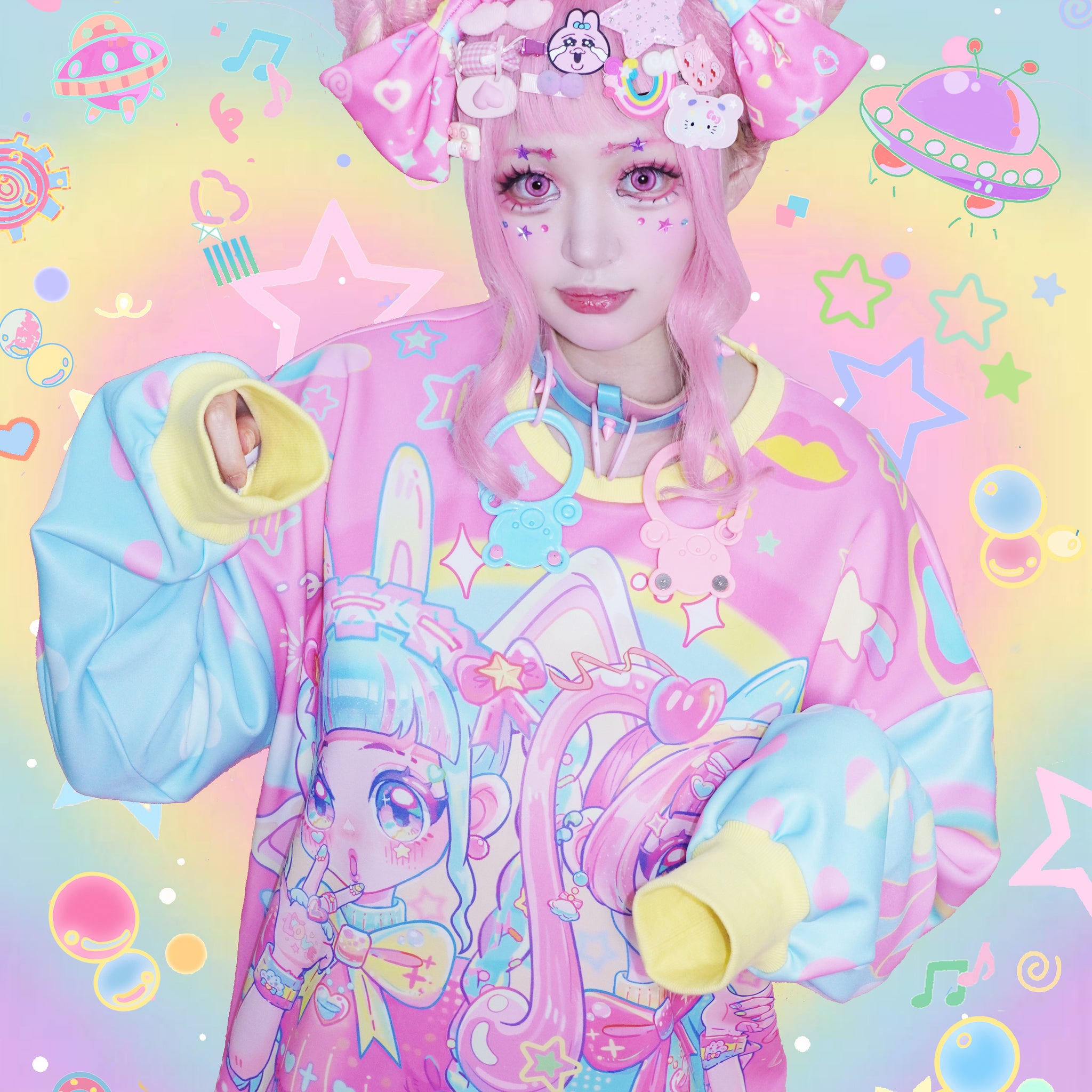 Dream Bubble fairykei Macaron oversize Sweater Harajuku Decora