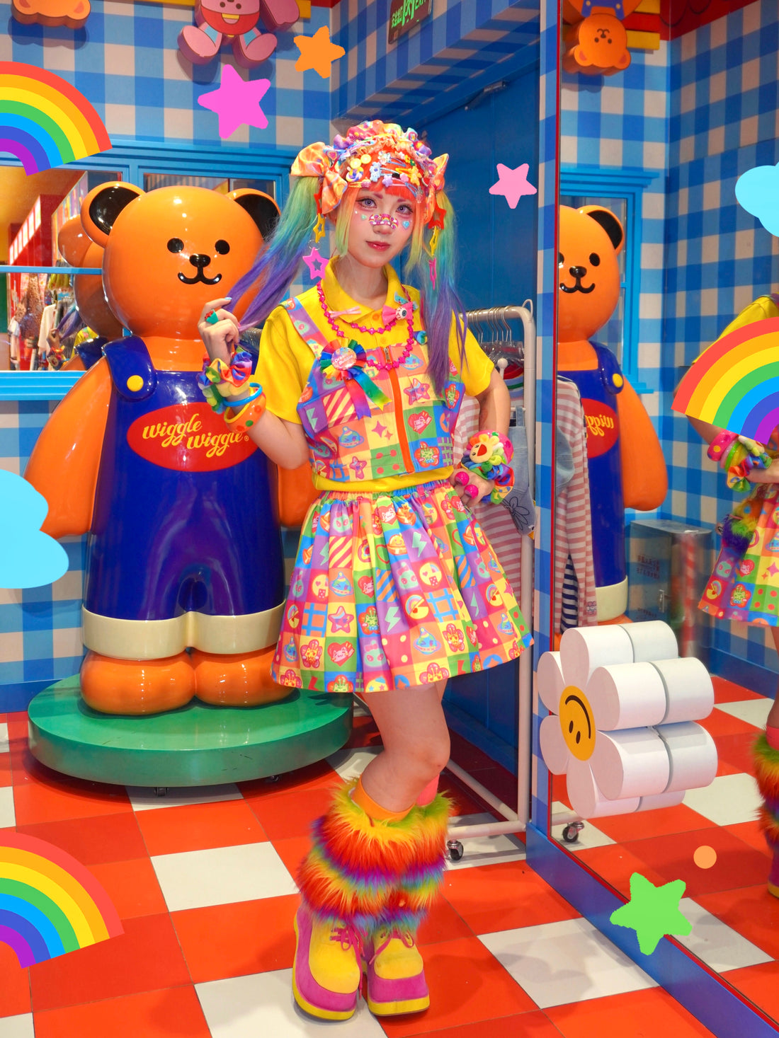 Dream Bubble rainbow decora plaid gradient skirt