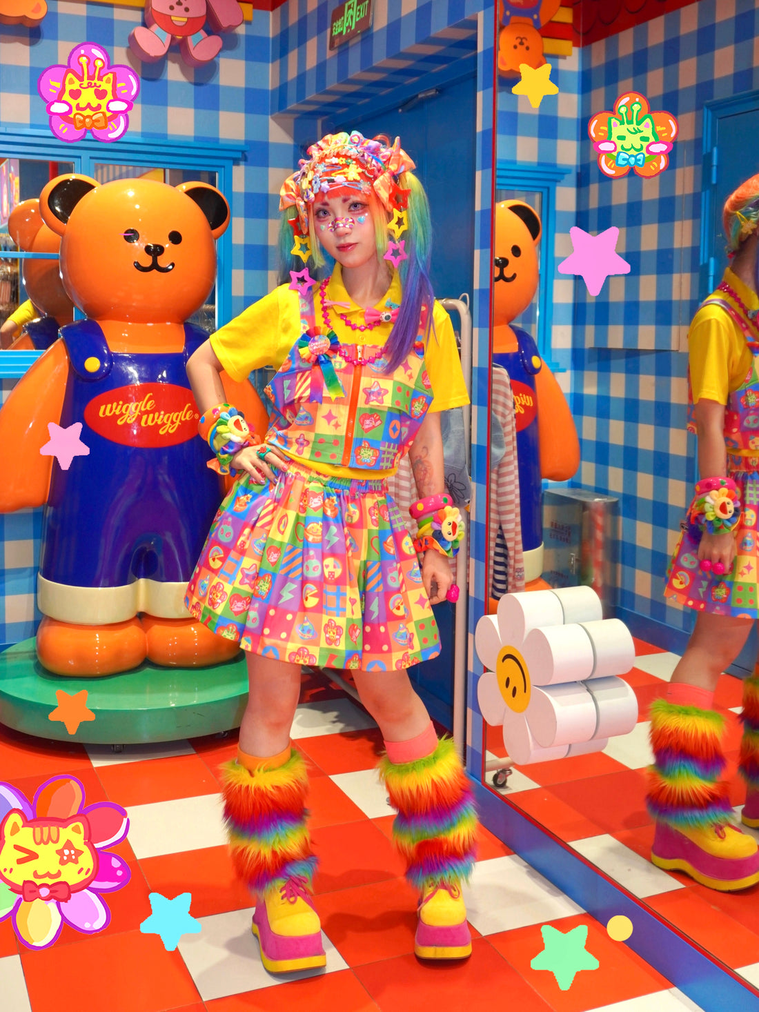 Dream Bubble rainbow decora plaid gradient utility vest