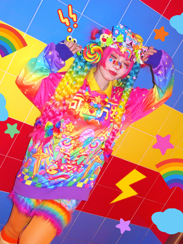 Kawai Forever=3= Dream Bubble Rainbow  oversize Sweater Harajuku Decora