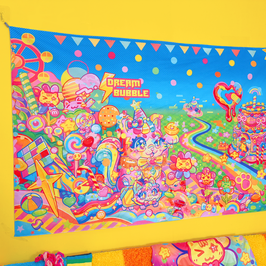 Dream Bubble Rainbow Cat World Home Decor Hanging Tapestry Party Harajuku Decora Style